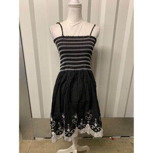 Magic Black Embroidered Cotton Dress Size 2XL
